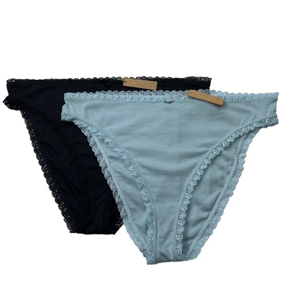 SKIMS Lace Pointelle Cheeky Brief Lot of 2 Sky Onyx Womens 4X - Picture 13 of 13